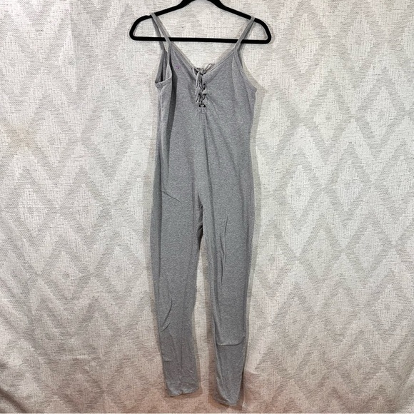 Many Many Grey front lace up knit bodysuit size L - Picture 1 of 4